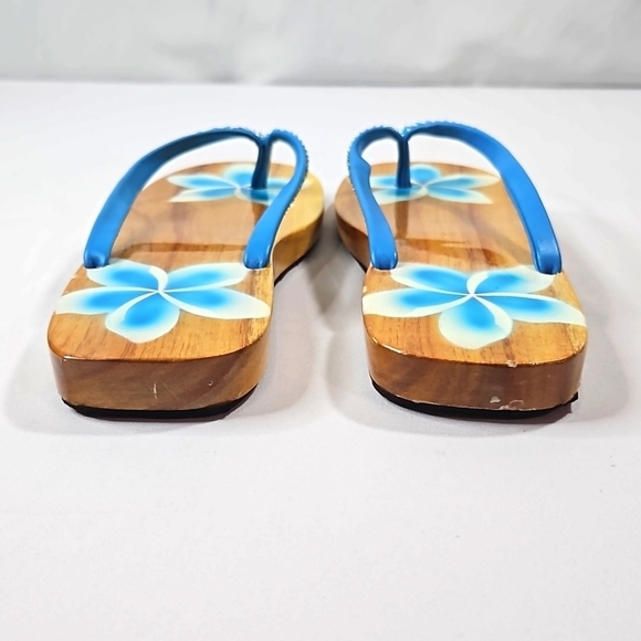 Hard Wood Hand Painted Sandals Size 8 - Picture 6 of 7